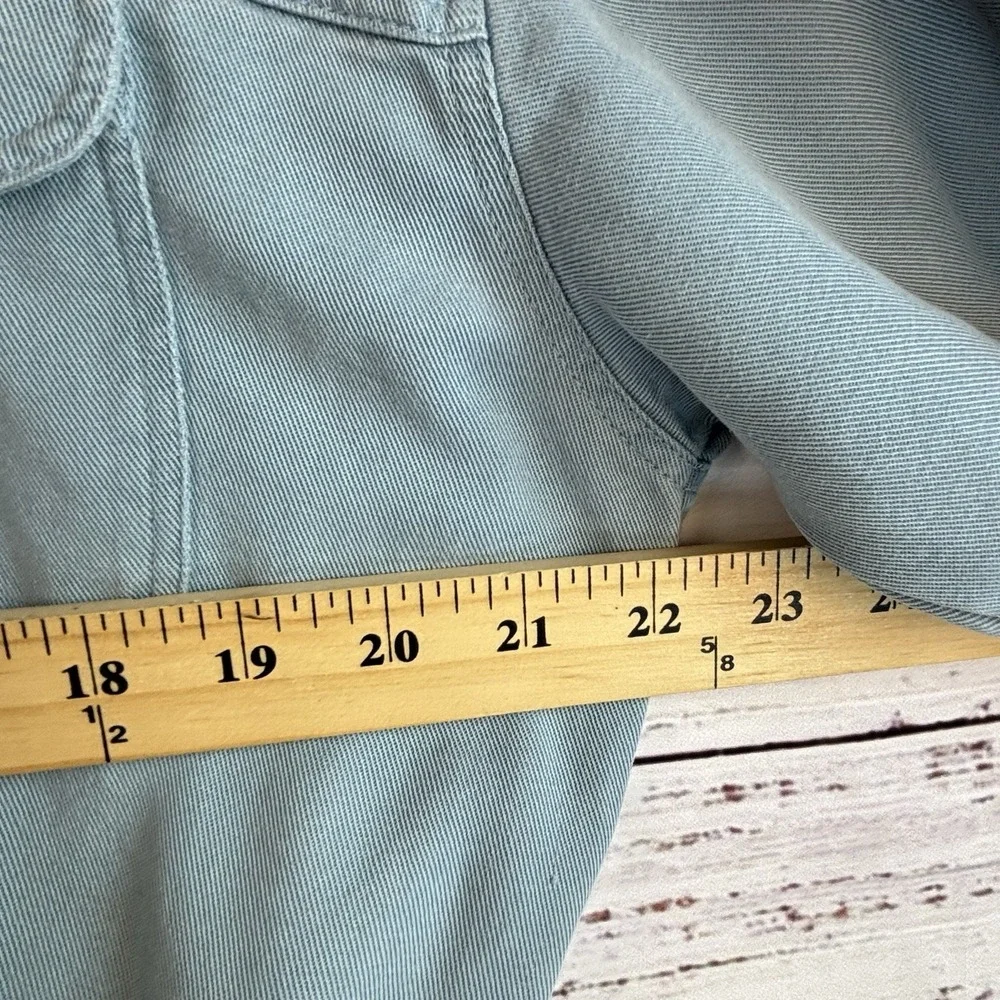 Vintage 90s Chambray Utility Jumpsuit L Cinched Waist Workwear Minimalist Button